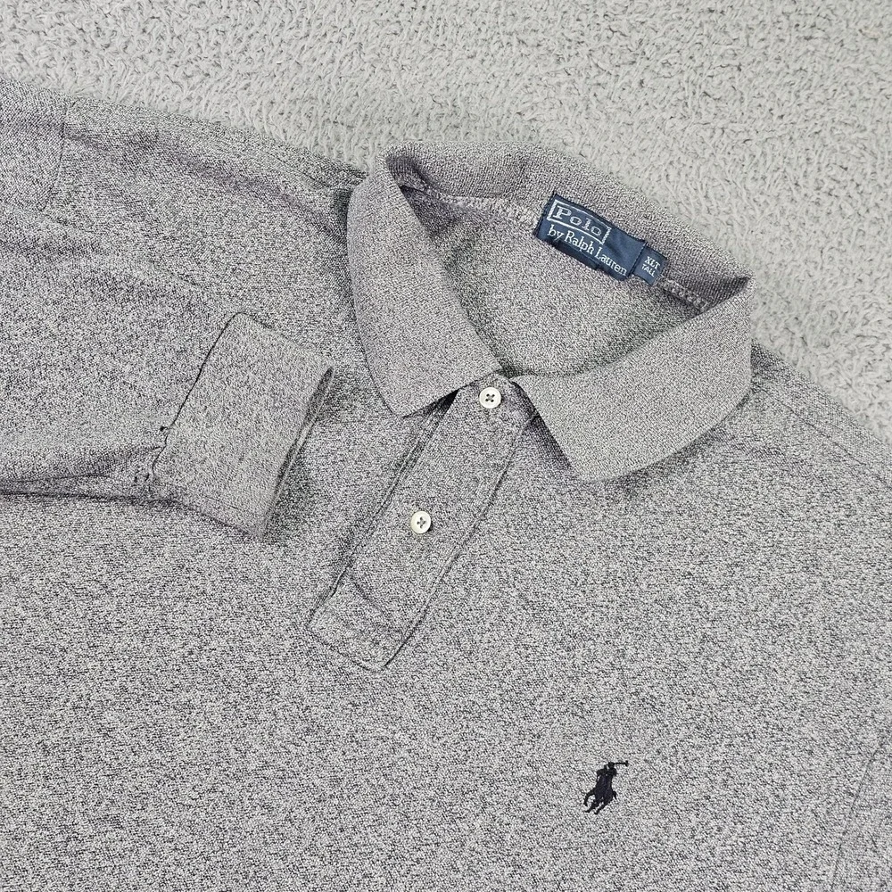 Polo Ralph Lauren Polo Shirt Mens XLT Tall Gray Long Sleeve‎ Embroidered Pony